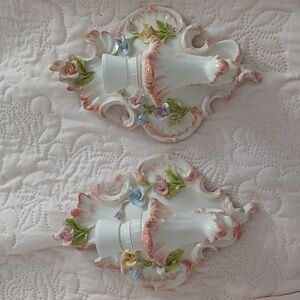 Floral Ceramic Wall Sconces Vintage